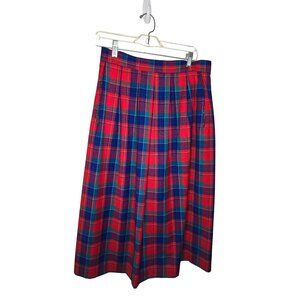 Vintage Pendleton wool skirt plaid NWOT midi length red, blue